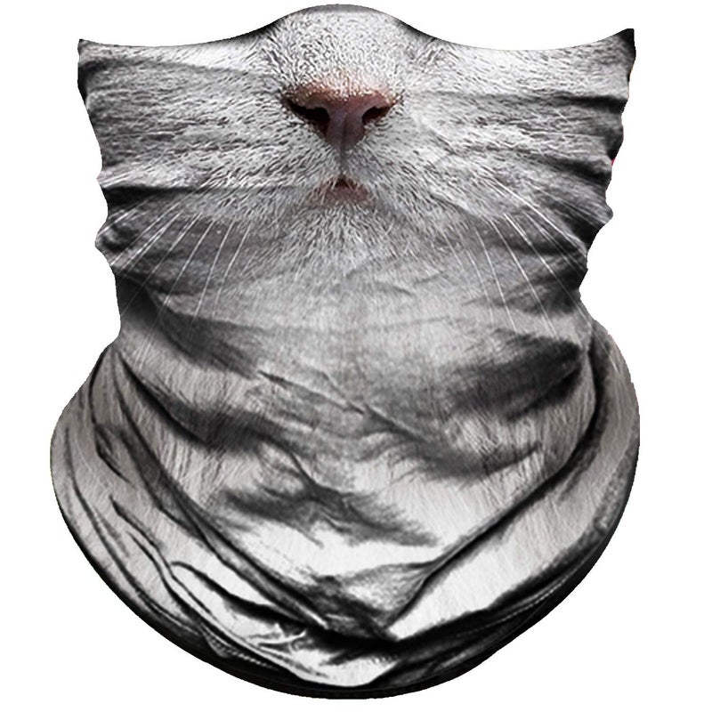 Obacle Cat Half Face Mask Sun Dust Wind Protection Durable Breathable Seamless Face Mask for Men Women, Lightweight Thin Neck Gaiter for Outdoor Sports Gifts (Cat Cute Gray Hair) - Image 1